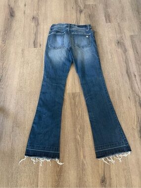 Rock & Republic Dark Blue Frayed Hem Flare Jeans